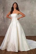 Strapless A-Line Wedding Gown with Lace Appliques