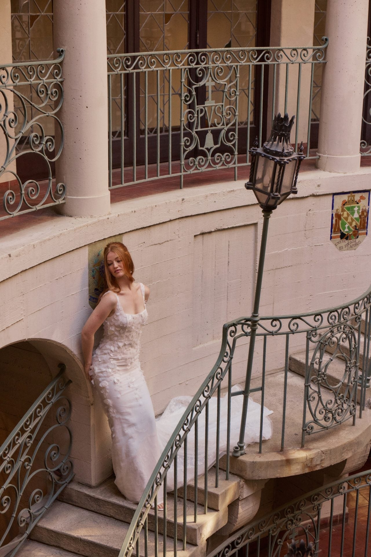 Floral Applique Low Back Mermaid Wedding Dress