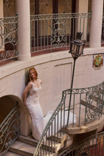 Floral Applique Low Back Mermaid Wedding Dress