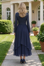 Long Sleeve Tiered Chiffon Maxi Dress