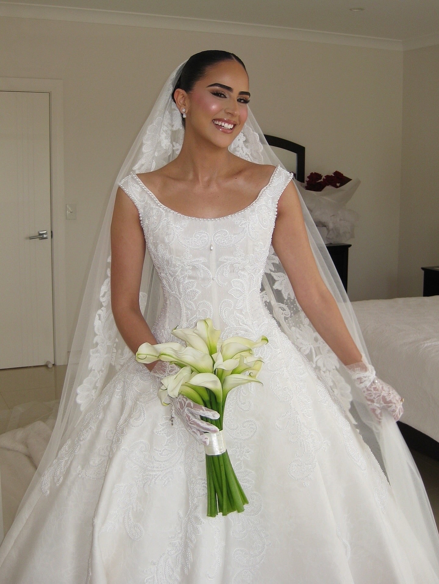 Embroidered Lace Corset Ball Gown Wedding Dress