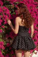 Strapless Polka Dot Bubble Skirt Mini Dress