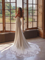 Strapless Sheath Wedding Dress with Lace Cutouts