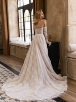 Corset Lace A-Line Wedding Dress with Pearl Draping