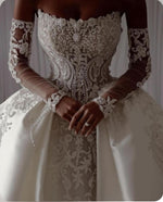 Corset Satin Ball Gown Wedding Dress with Overskirt