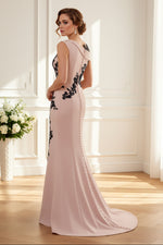 Asymmetric Neck Applique Trumpet Evening Gown