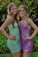 Sequin Mini Dress with Sweetheart Neckline