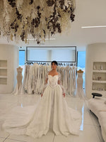 Long Sleeve Lace Corset Ball Gown Wedding Dress