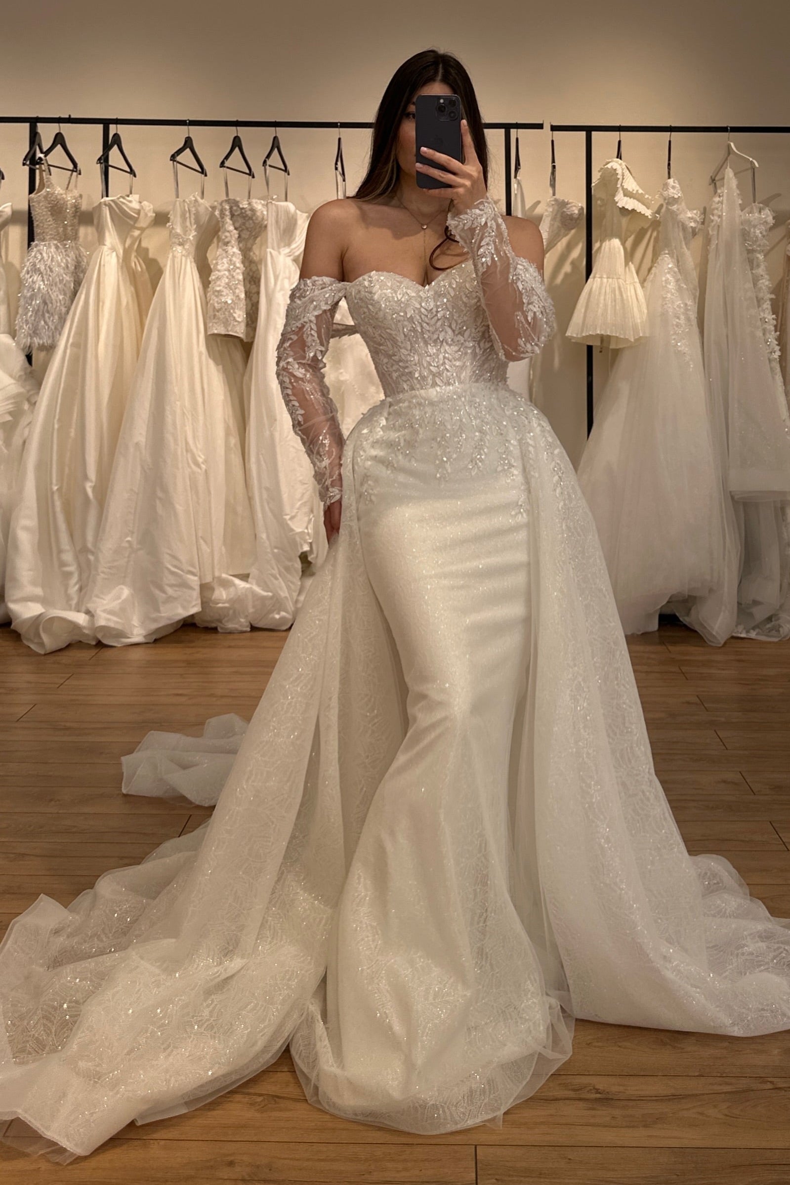 Beaded Mermaid Wedding Dress with Overskirt