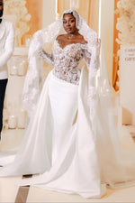 Off-the-Shoulder Lace Long Sleeve Wedding Dress