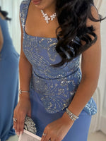 Embellished Peplum Column Formal Dress