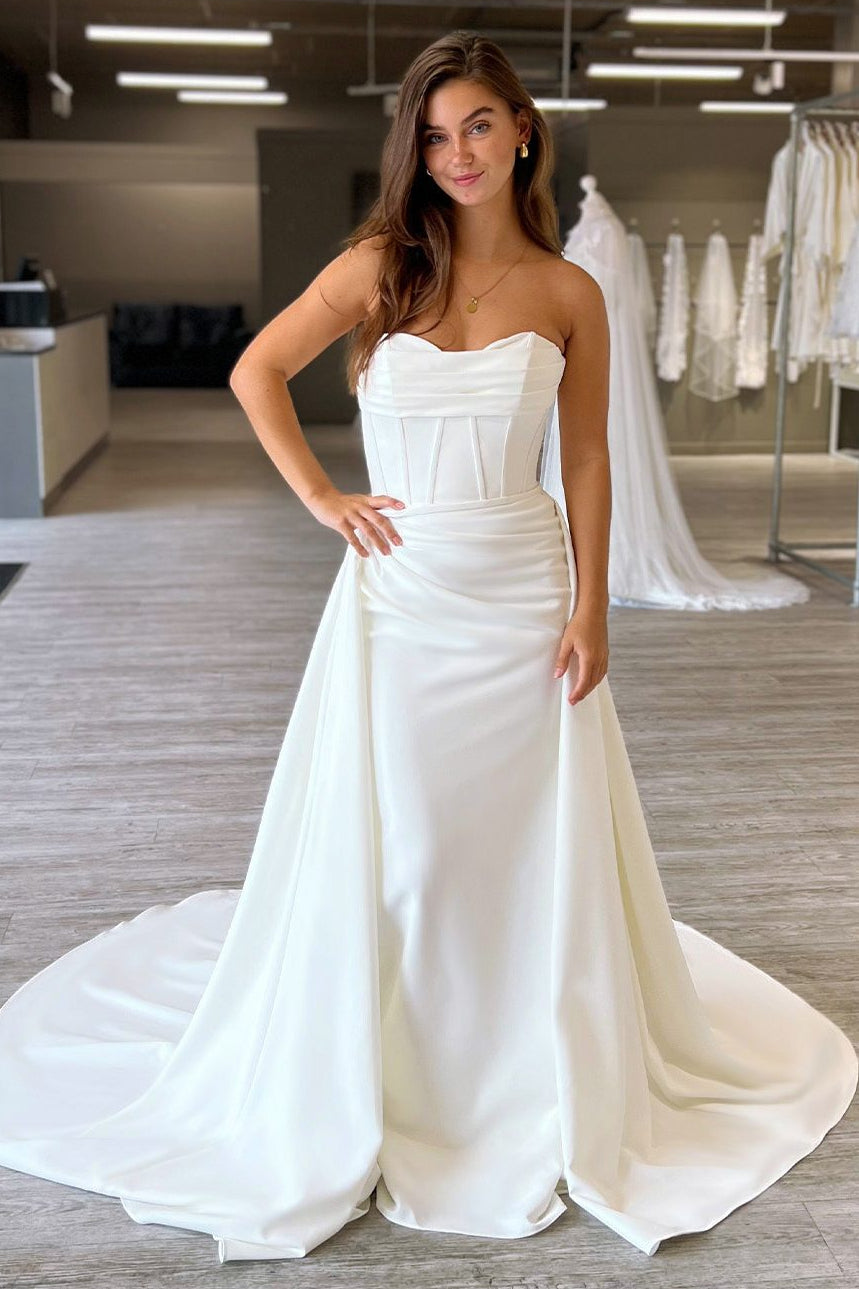 Strapless Satin Corset A-Line Wedding Dress