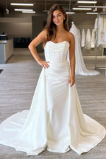 Strapless Satin Corset A-Line Wedding Dress