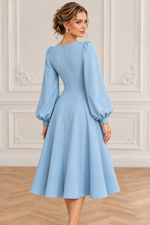 A-Line Knee-Length Dress with Bishop Sleeves