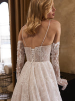 Corset Lace A-Line Wedding Dress with Pearl Draping