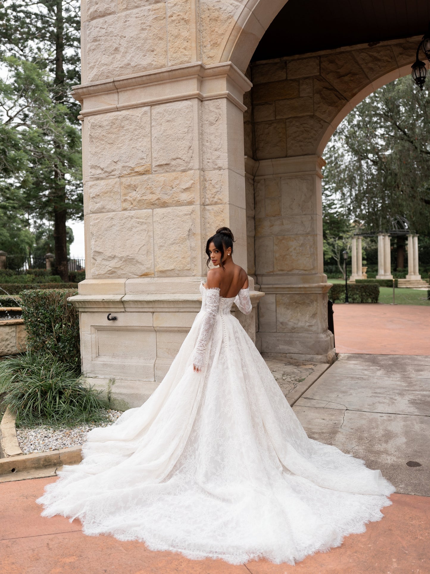 Strapless Lace Corset Ball Gown Wedding Dress