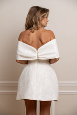 Off-the-Shoulder Jacquard Mini Wedding Dress