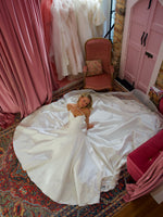 Satin Ball Gown Wedding Dress with Lace Hem