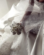 Corset Satin Ball Gown Wedding Dress with Overskirt