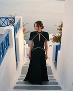 High Neck Keyhole Pleated Two-Piece Gown