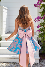 Strapless Jacquard Mini Dress with Back Bow