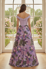 Off-the-Shoulder Floral Embroidery A-Line Gown