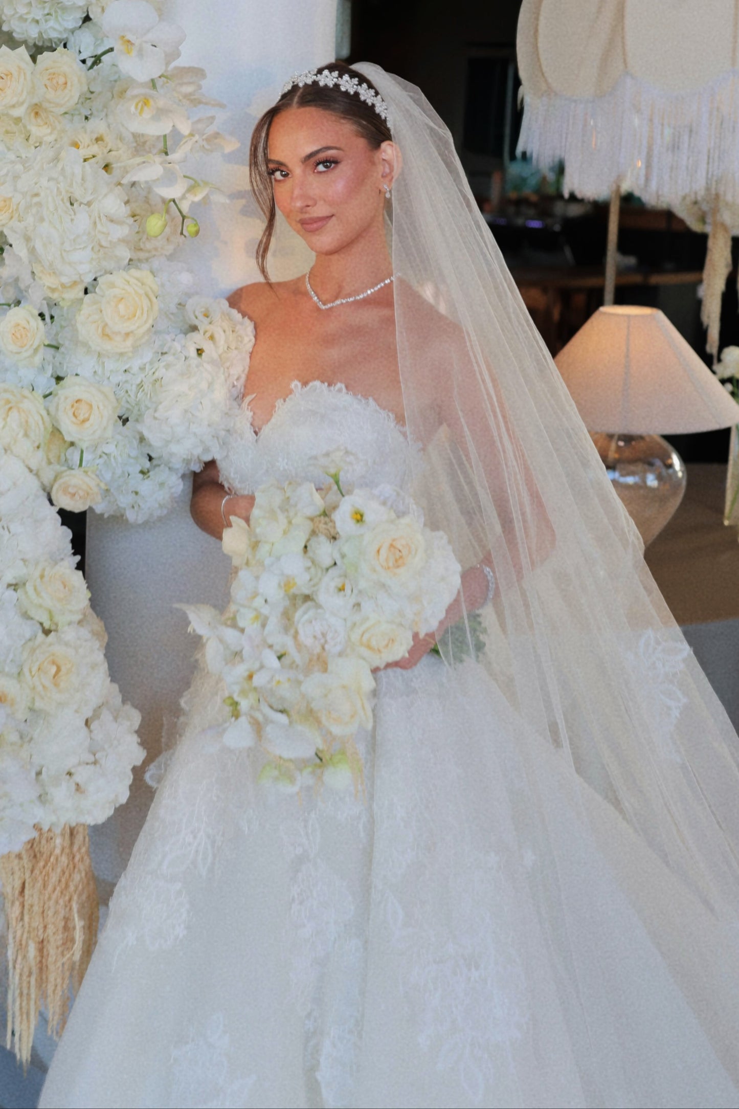 Strapless Lace Sweetheart A-Line Wedding Dress with Train