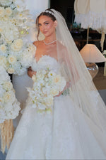 Strapless Lace Sweetheart A-Line Wedding Dress with Train