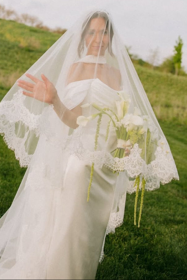 Off-the-Shoulder Satin Column Wedding Dress