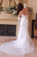 Off-the-Shoulder Lace Mermaid Wedding Dress with Train