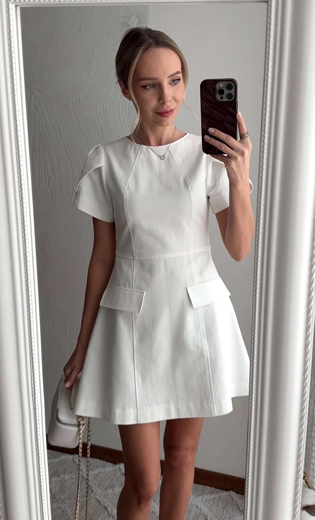 Tailored Short Sleeve A-Line Mini Dress