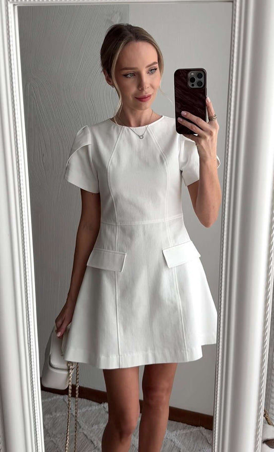 Tailored Short Sleeve A-Line Mini Dress
