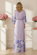 Floral Print Bell Sleeve Maxi Dress with Pockets