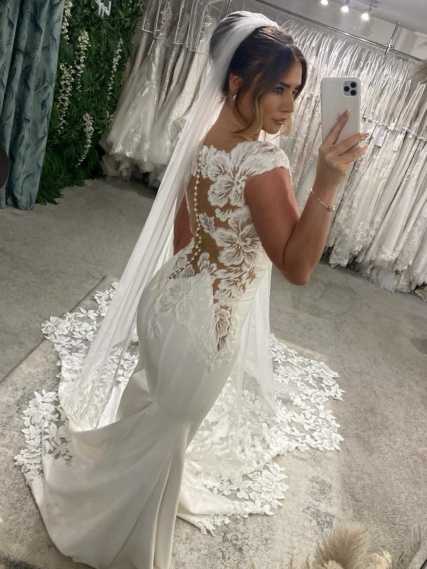 Cap Sleeve Mermaid Wedding Dress with Illusion Lace Back