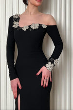 Asymmetrical Floral Embellished Mermaid Gown