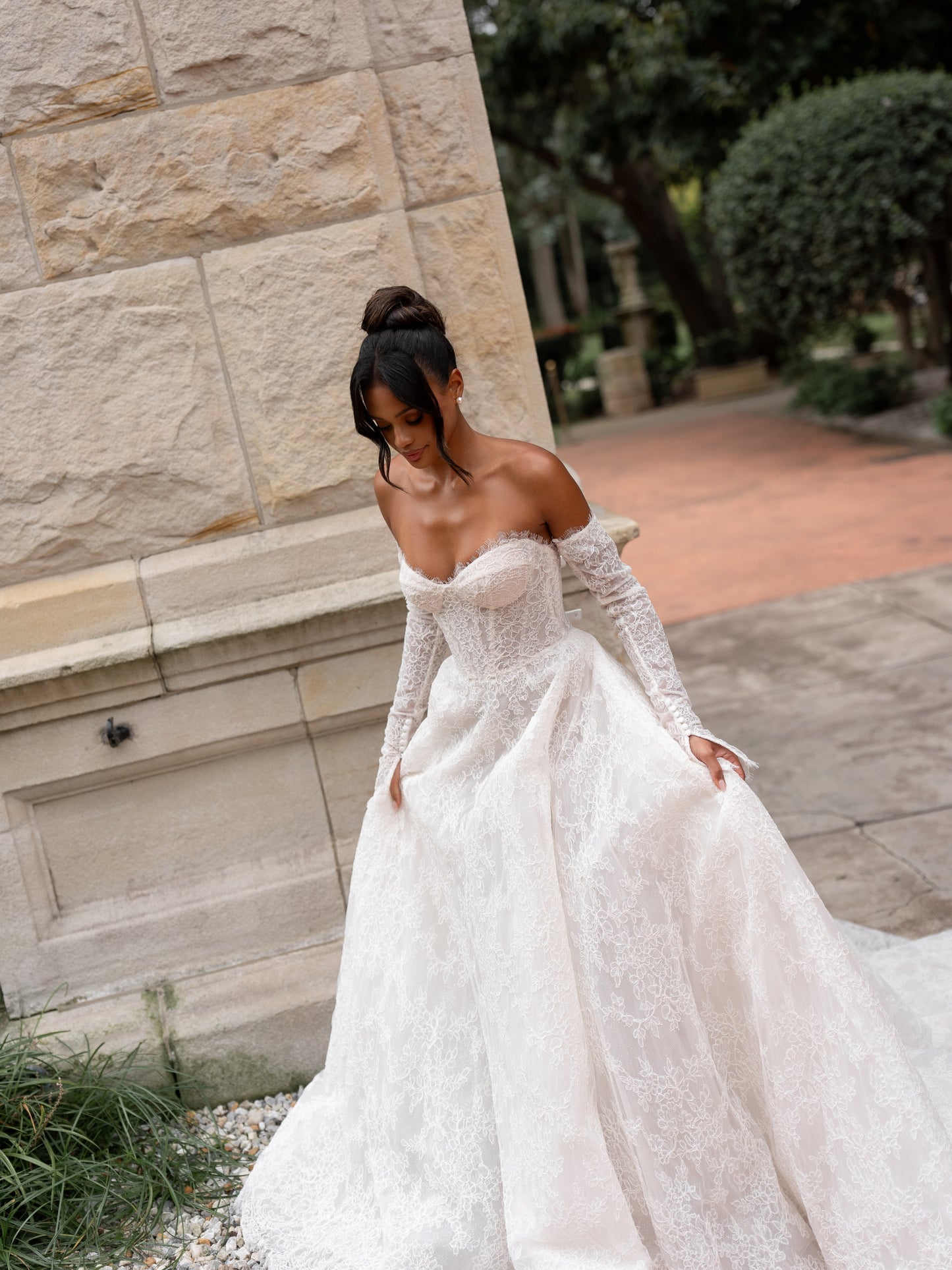 Strapless Lace Corset Ball Gown Wedding Dress