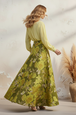 Elegant Chiffon and Floral Jacquard Two-Piece Maxi Dress