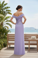 Off-the-Shoulder Sequin Bodice A-Line Evening Gown
