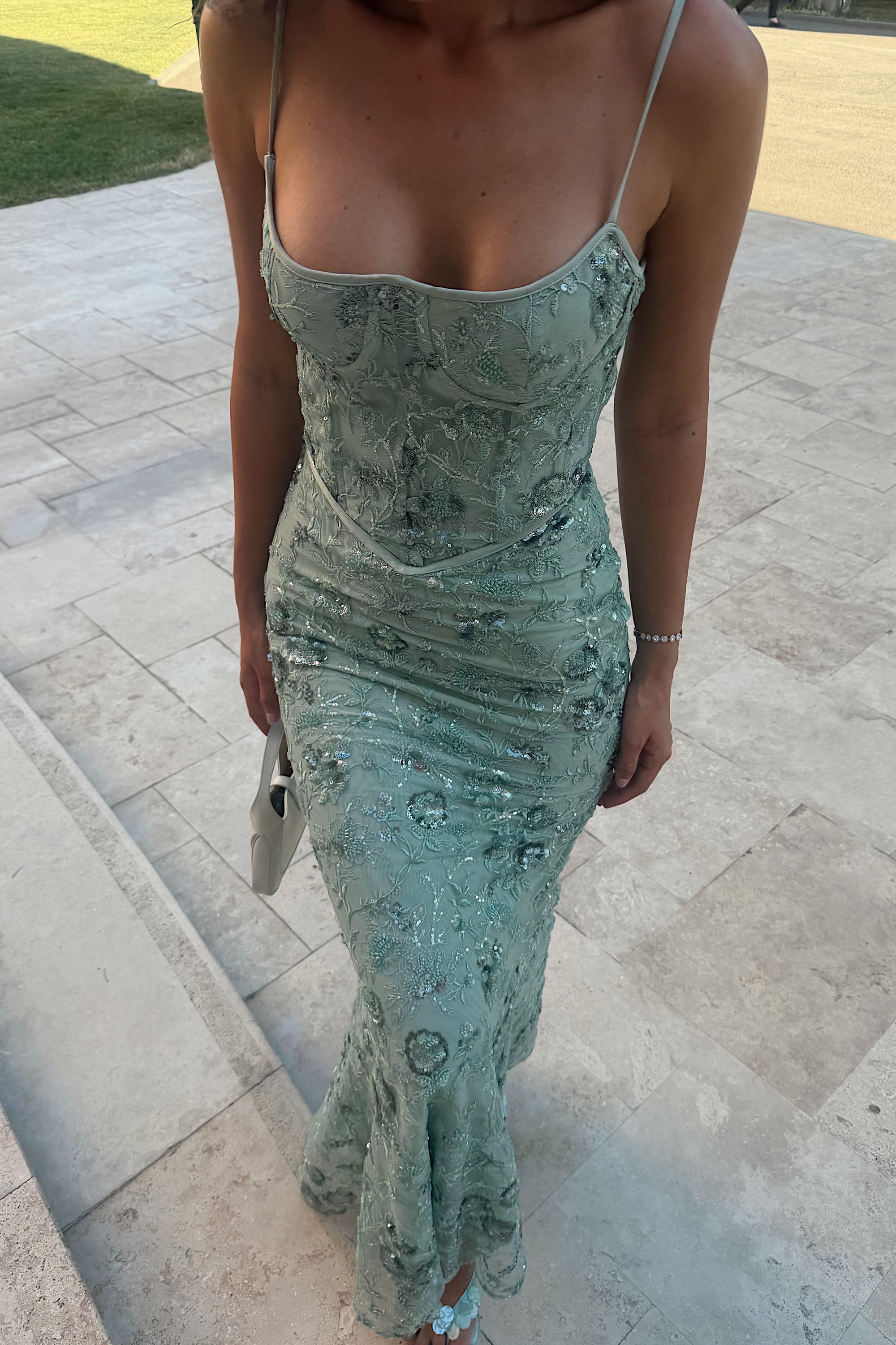Spaghetti Strap Corset Sequin Mermaid Formal Dress