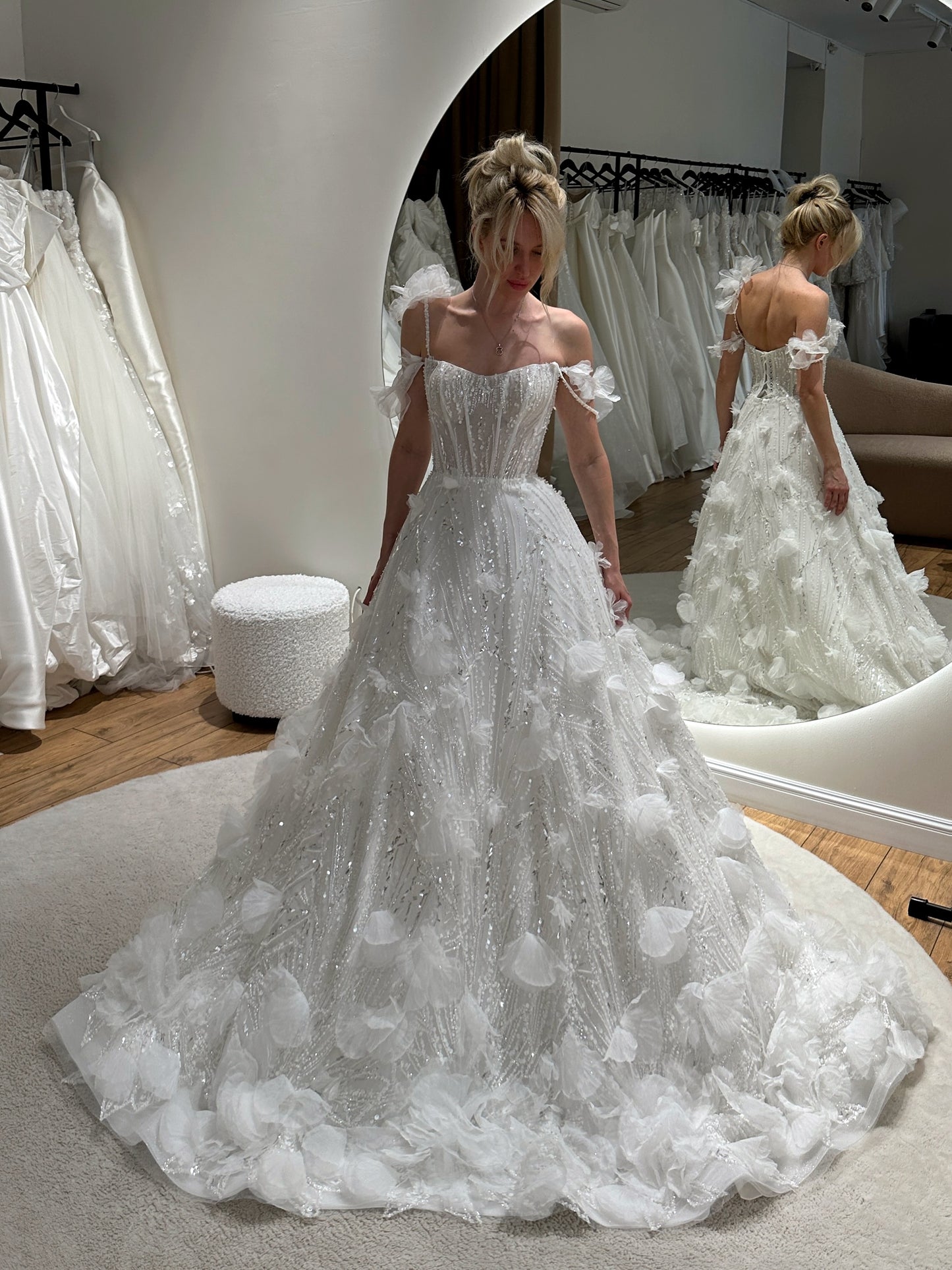 Romantic Sequin Corset Ball Gown Wedding Dress
