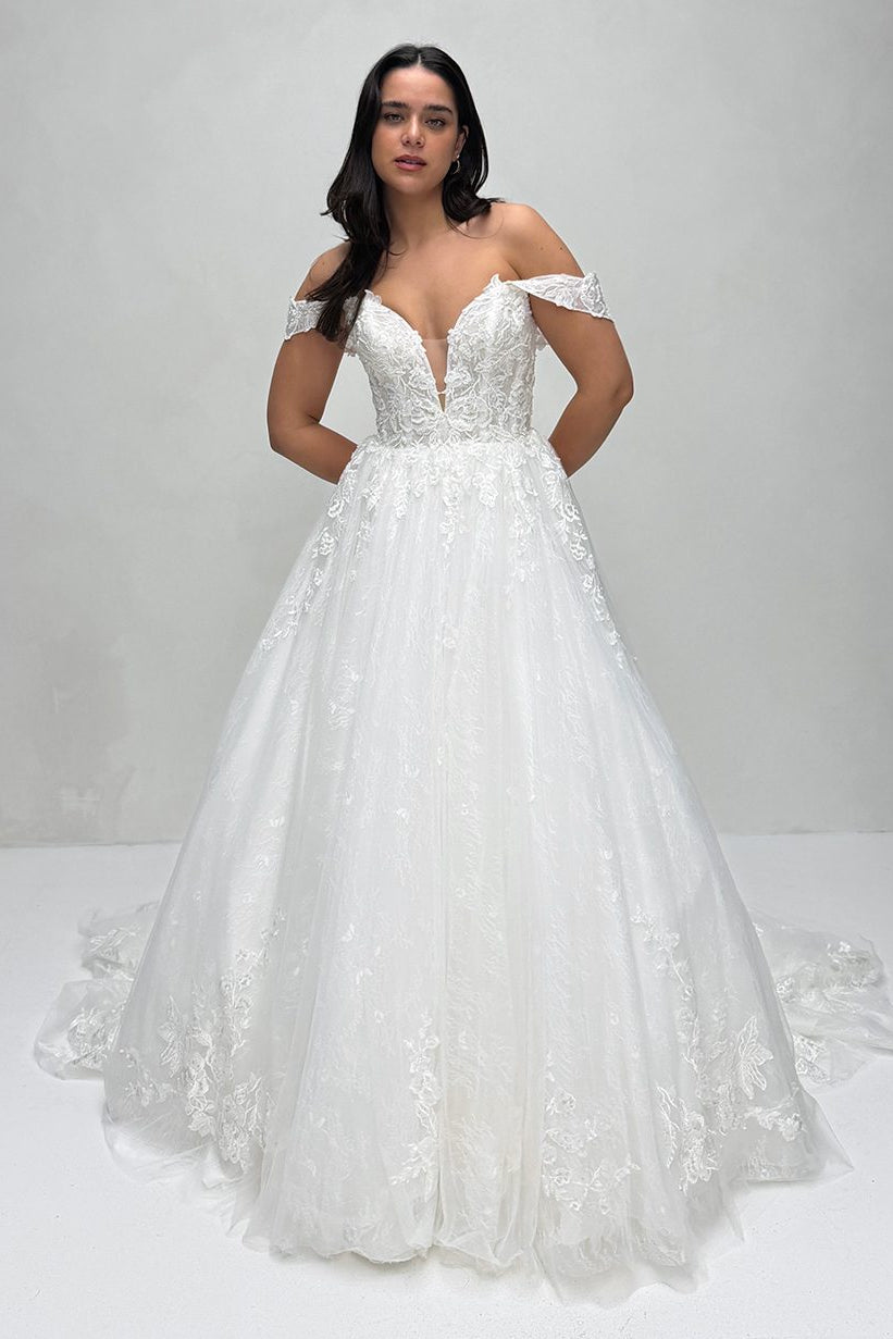 Off-the-Shoulder Lace A-Line Wedding Dress