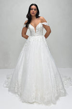 Off-the-Shoulder Lace A-Line Wedding Dress