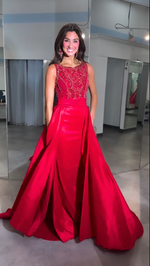 Beaded Bodice Ball Gown with Full Overskirt
