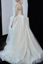 Strapless High-Low Tulle Ball Gown Wedding Dress