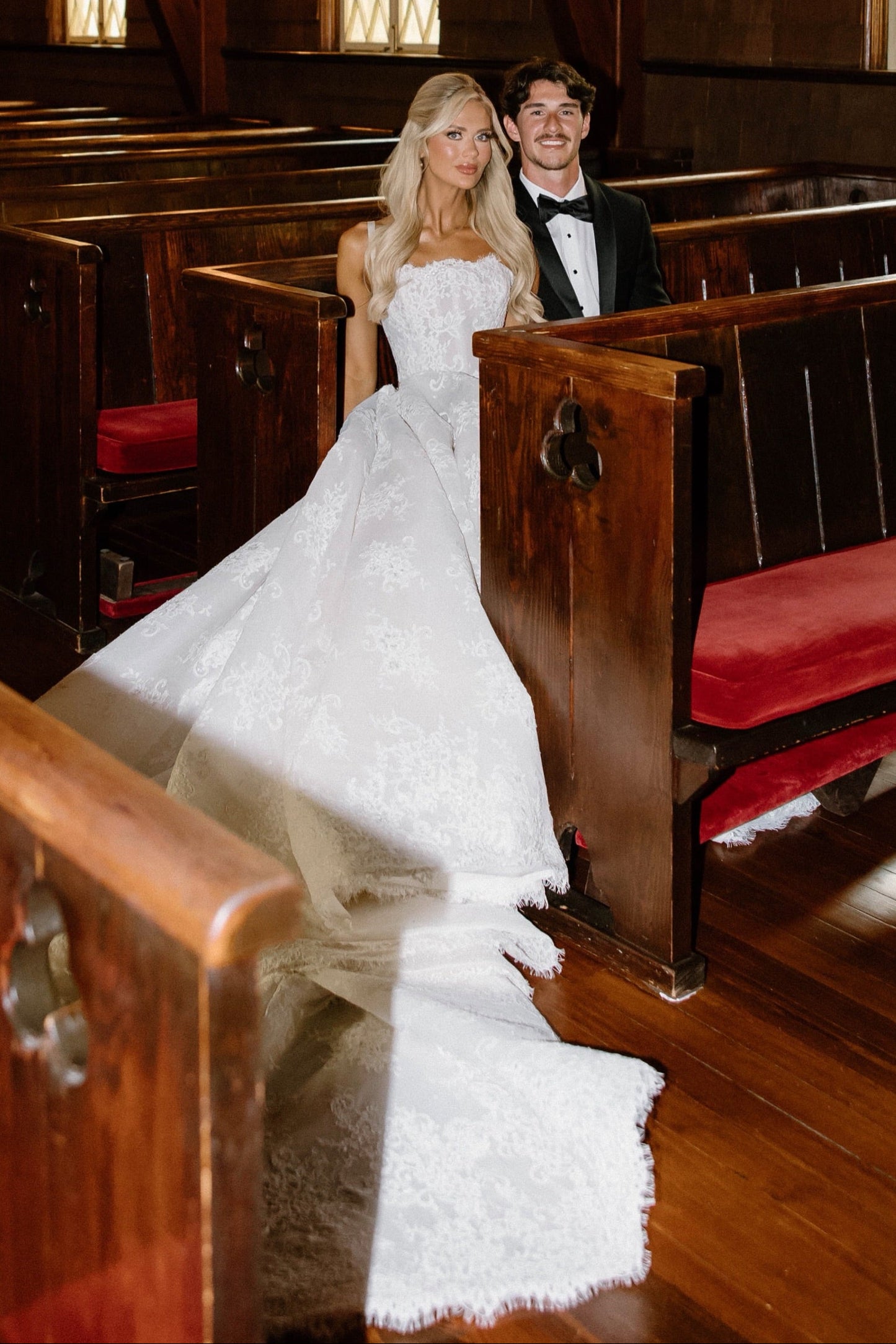 Spaghetti Strap Lace A-Line Wedding Gown with Open Back