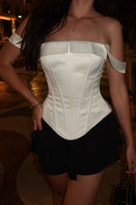 Off-Shoulder Corset Top with Ruffle Mini Skirt Set