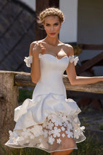 Off-the-Shoulder Sweetheart Bubble Skirt Wedding Dress
