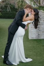 Halter High Neck Backless Satin Wedding Dress