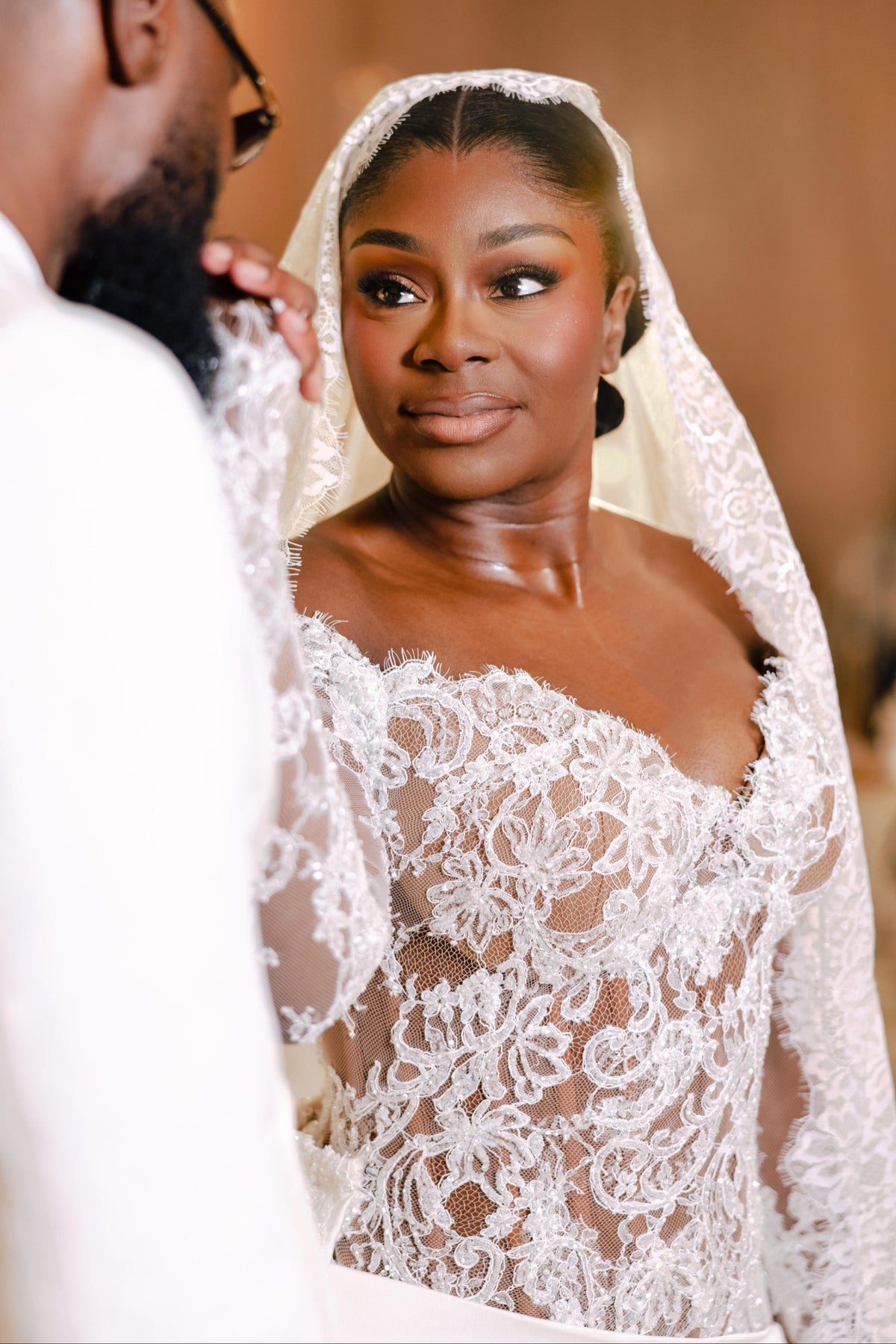 Off-the-Shoulder Lace Long Sleeve Wedding Dress