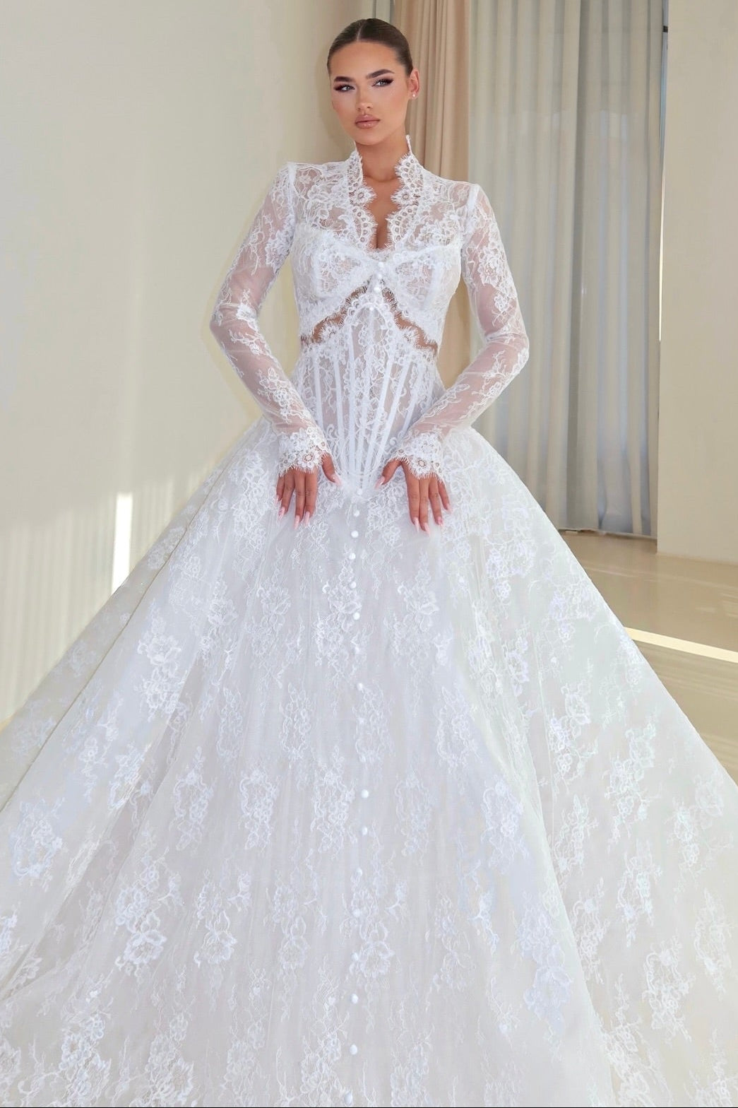 Strapless Lace Ball Gown Wedding Dress